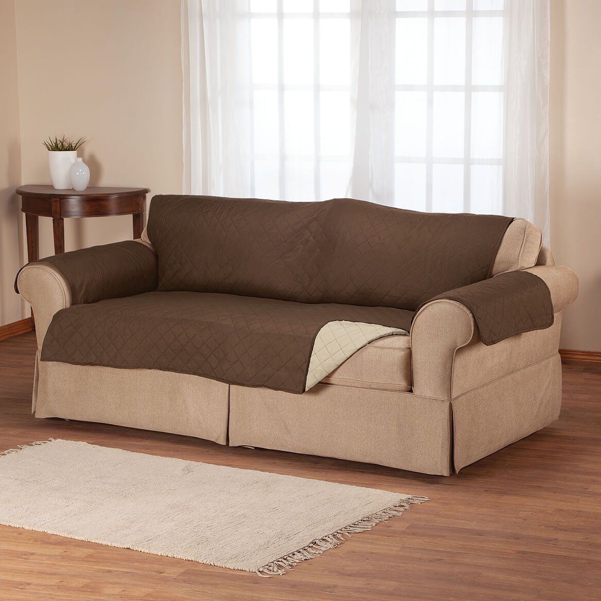 Reversible Sofa Cover Microfiber 198 cm Wide | Quilted, 2-Colour Design | Protects Against Spills, Stains and Wear