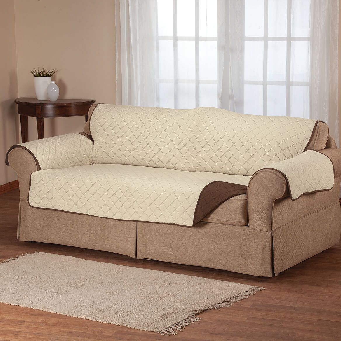 Reversible Sofa Cover Microfiber 198 cm Wide | Quilted, 2-Colour Design | Protects Against Spills, Stains and Wear