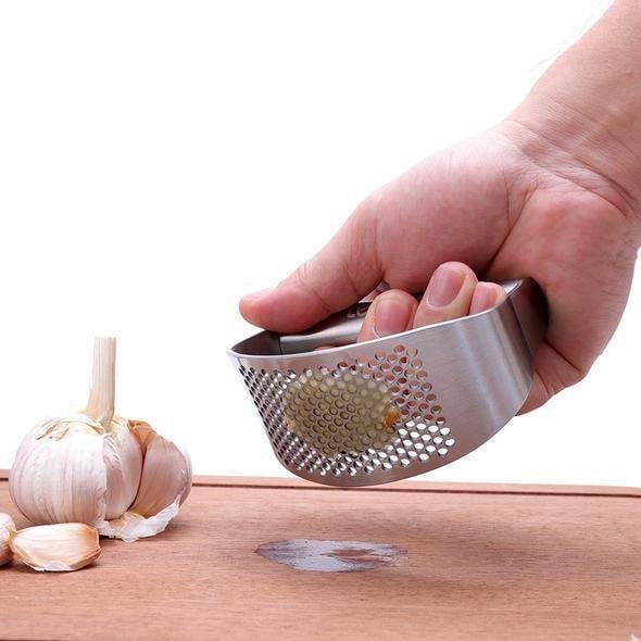 Rocking Garlic Crusher Stainless Steel | Arc-Shaped Rocker Design, No Strength Needed | Crushes and Minces Cloves Fast