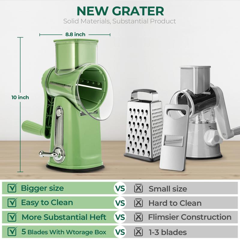 Rotary Grater | Hand Crank Drum Grater With A Suction Base