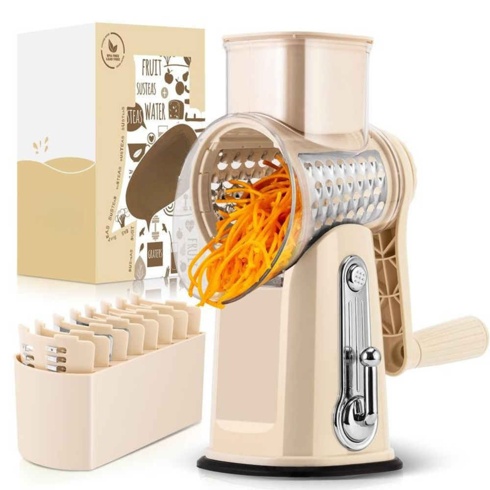 Rotary Grater | Hand Crank Drum Grater With A Suction Base