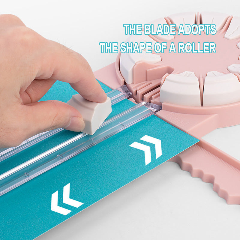 Rotary Paper Cutter 12-in-1 Cutting Heads, ABS Body | Pink or Black | Straight, Wavy, Perforated and Zigzag Edges