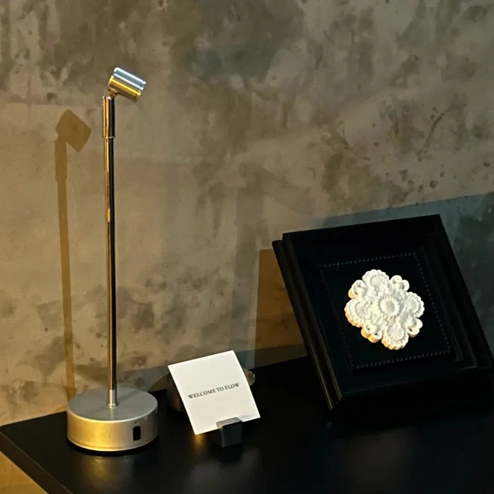 Rotatable Head Table Lamp Metal 34.5–36.7 cm | Black or Silver, 1/2/4 Heads | Touch Dimmable, Cordless 15h Battery