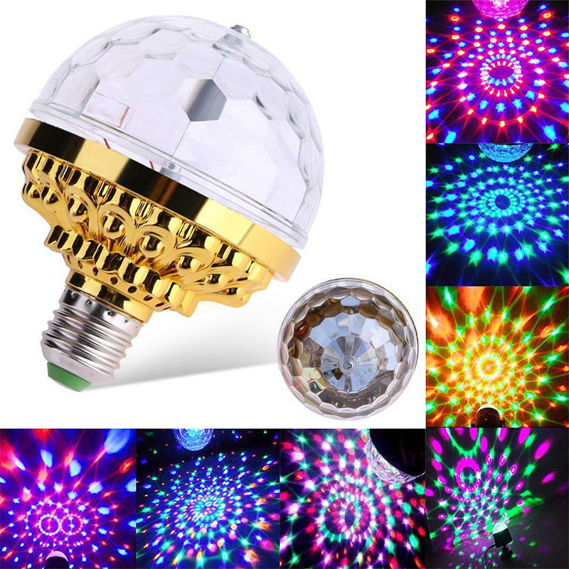 Rotating LED Disco Light Bulb Party Decoration | 6 RGB LED Beads, E26/E27 Base, 180° Beam | Multicolour Rotating Strobe Effect