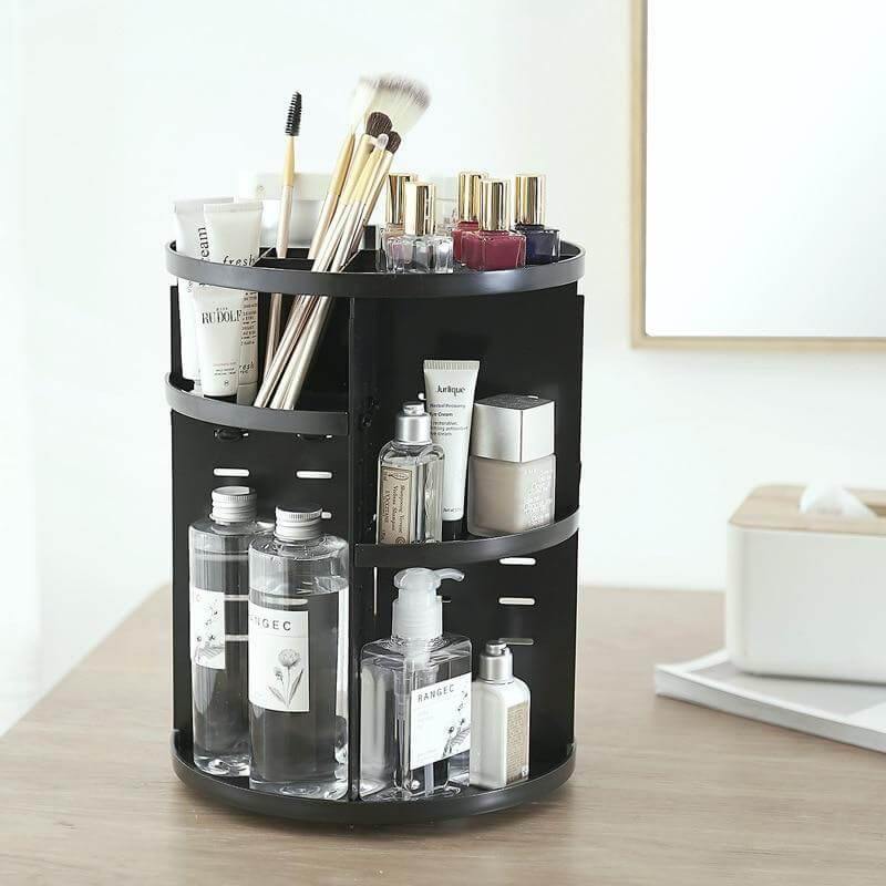 Rotating Makeup Organizer 360-Degree Vanity with Vertical Storage