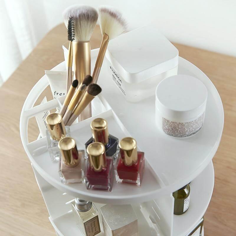 Rotating Makeup Organizer 360-Degree Vanity with Vertical Storage