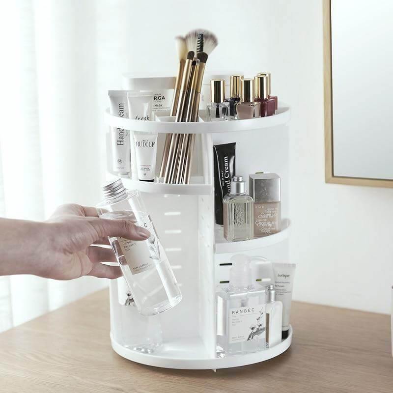 Rotating Makeup Organizer 360-Degree Vanity with Vertical Storage