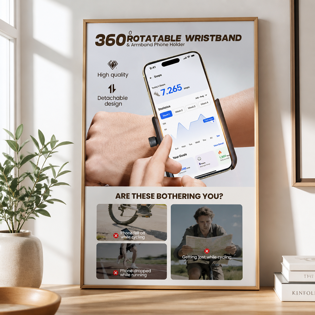 Rotating Phone Armband for Running & Cycling | 360° Swivel Mount | Breathable Strap, Fits Wrist or Arm, Touchscreen Compatible