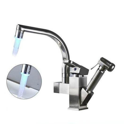 Rotating Sink Faucet 360 Swivel Brass Ceramic Valve with Pull-Out Sprayer