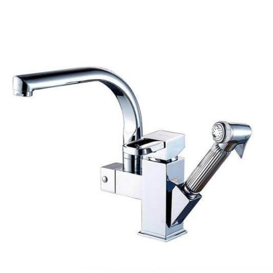 Rotating Sink Faucet 360 Swivel Brass Ceramic Valve with Pull-Out Sprayer