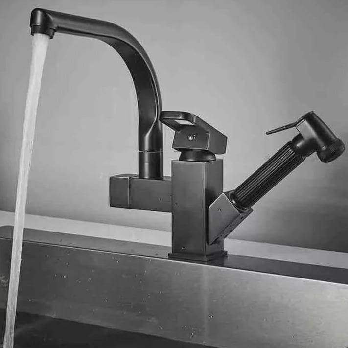 Rotating Sink Faucet 360 Swivel Brass Ceramic Valve with Pull-Out Sprayer