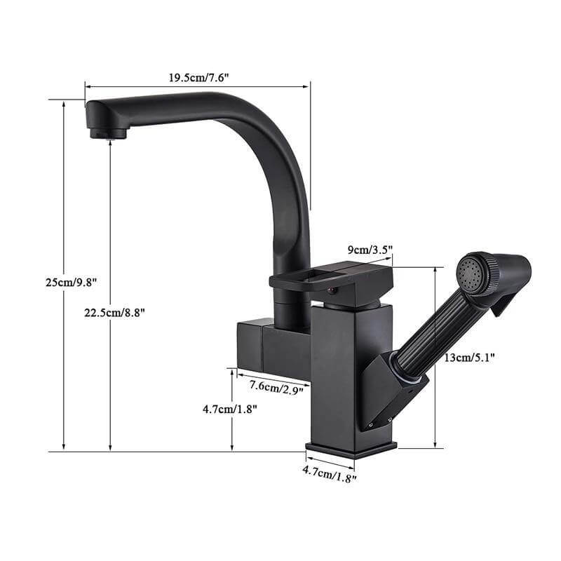 Rotating Sink Faucet 360 Swivel Brass Ceramic Valve with Pull-Out Sprayer