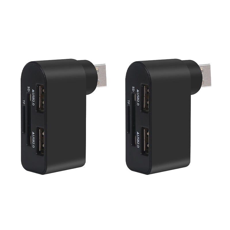 Rotating USB Hub 4-in-1 Portable Compact ABS with SD/MicroSD Card Reader