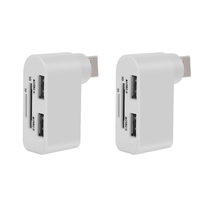 Rotating USB Hub 4-in-1 Portable Compact ABS with SD/MicroSD Card Reader