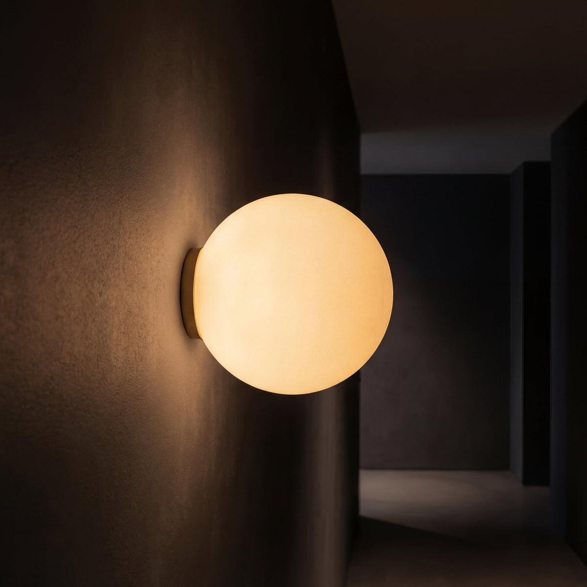 Round Frosted Glass Wall Light | Integrated LED, 3 Colour Temperatures | Even Glow for Hallway, Bedroom & Bathroom