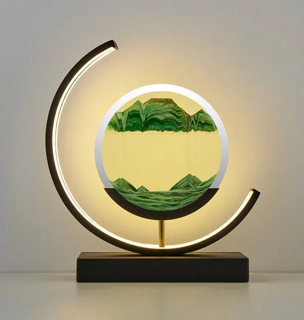 Sand Art Lamp ABS & Glass Frame | Rotating Flowing Sand Patterns | USB-Powered LED Ambient Night Light for Desk & Home