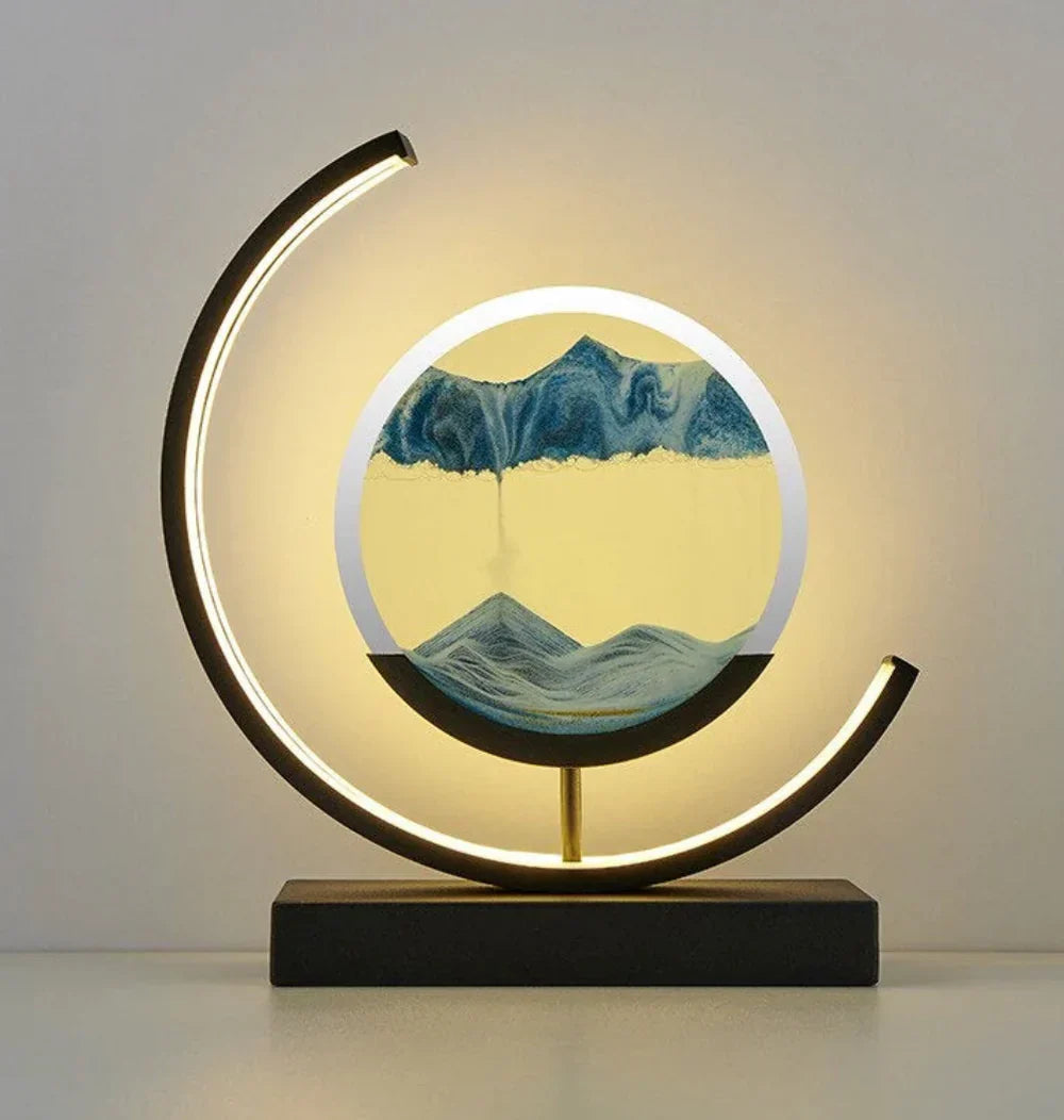 Sand Art Lamp ABS & Glass Frame | Rotating Flowing Sand Patterns | USB-Powered LED Ambient Night Light for Desk & Home