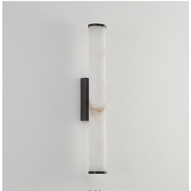 Sconce Lamp Marble-Effect Resin Minimalist LED with Copper-Toned Accents