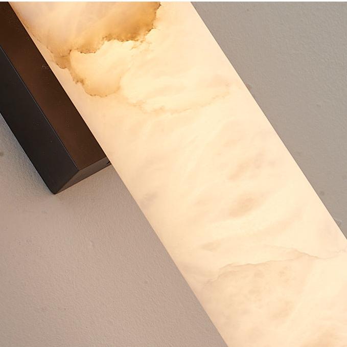 Sconce Lamp Marble-Effect Resin Minimalist LED with Copper-Toned Accents