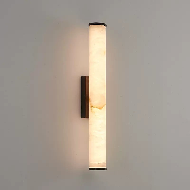 Sconce Lamp Marble-Effect Resin Minimalist LED with Copper-Toned Accents