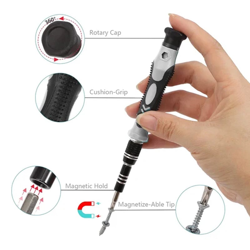 Screwdriver Set Magnetic Precision Chrome Vanadium with Extension Rod