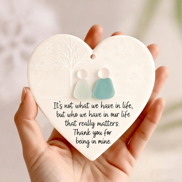 Sea Glass Heart Keepsake Ceramic Decor | Handcrafted Ocean-Inspired Design | Lasting Friendship Gift Decor Piece
