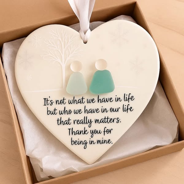 Sea Glass Heart Keepsake Ceramic Decor | Handcrafted Ocean-Inspired Design | Lasting Friendship Gift Decor Piece