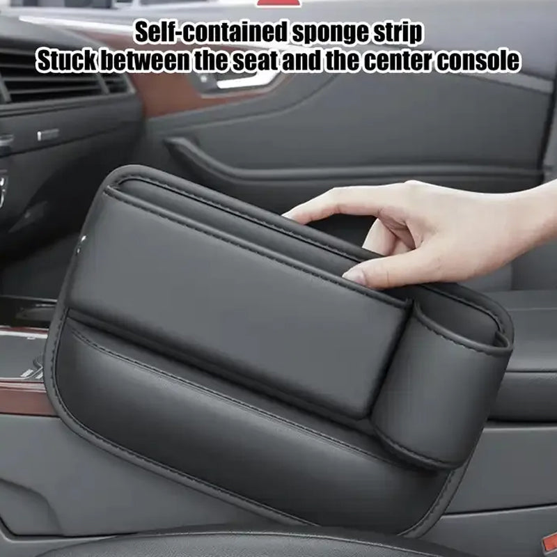 Seat Gap Storage Box Leather | Fits Driver & Co-Driver Seat Gaps | Stops Items Falling, Reserved Charging Port