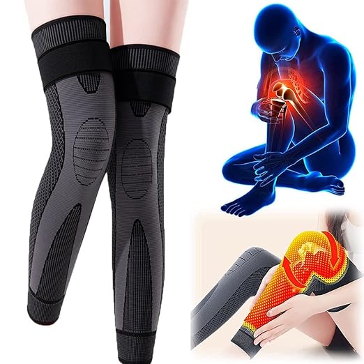 Self-Heating Knee Support Wrap | 360° Tourmaline Coverage, Set of Two | Natural Magnetic Heat Therapy, No Batteries Needed