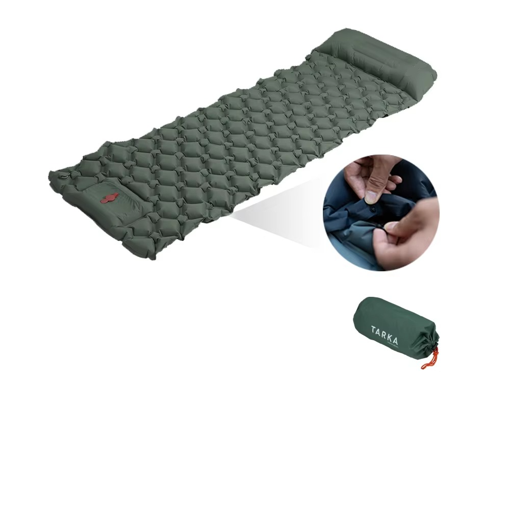 Self Inflating Camping Sleeping Pad with Built-In Pillow - Lightweight Design - Ergonomic