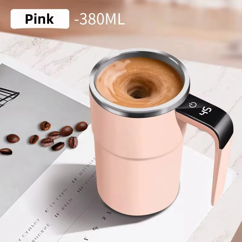 Self Mixing Coffee Mug Electric | Automatic Magnetic Stirring in 20 Seconds | Rechargeable USB-C, IP67 Waterproof