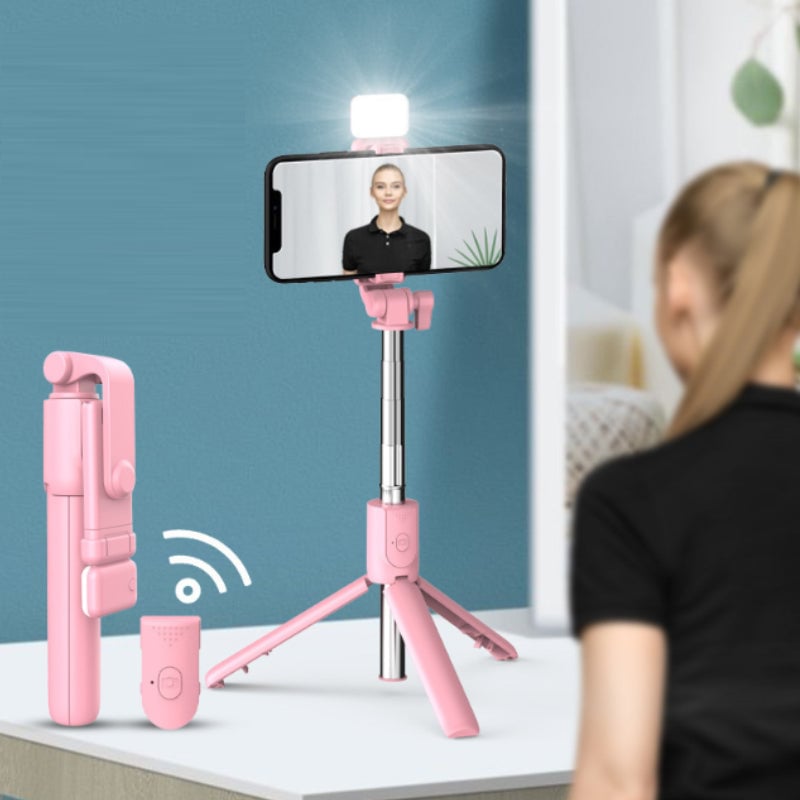 Selfie Stick Tripod Bluetooth Extendable Stainless Steel with Fill Light