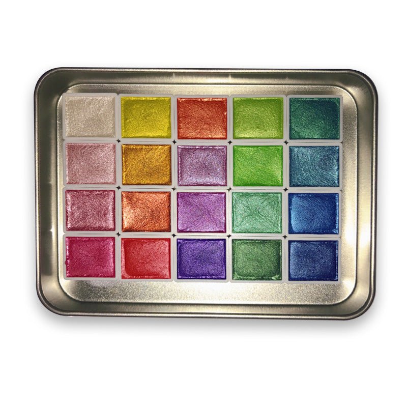 Shimmer Watercolour Paint Set 20 Colours | Mica Pigment Metallic Shine | Blends Easily, Lightfast Mineral Pigments