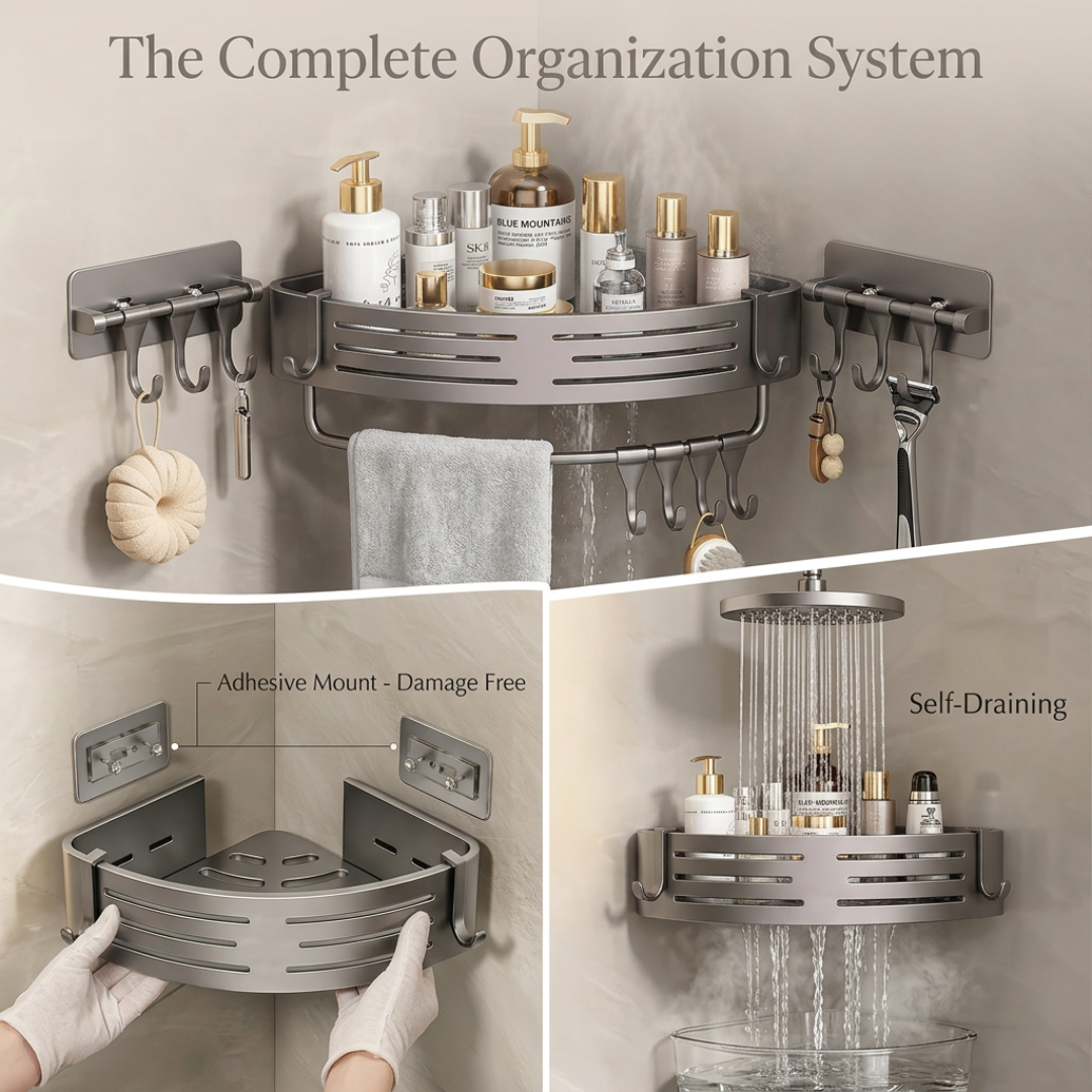 Shower Shelf 2-Piece Set | BathRack Corner Storage Organizer