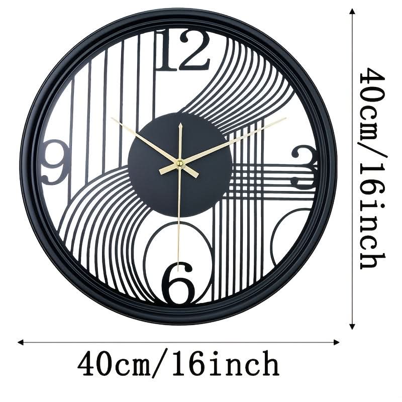 Silent Wall Clock Large Iron 3D Round Analogue with Non-Ticking Movement