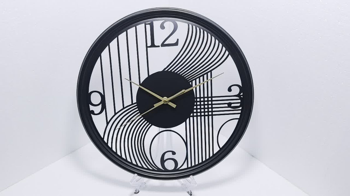 Silent Wall Clock Large Iron 3D Round Analogue with Non-Ticking Movement