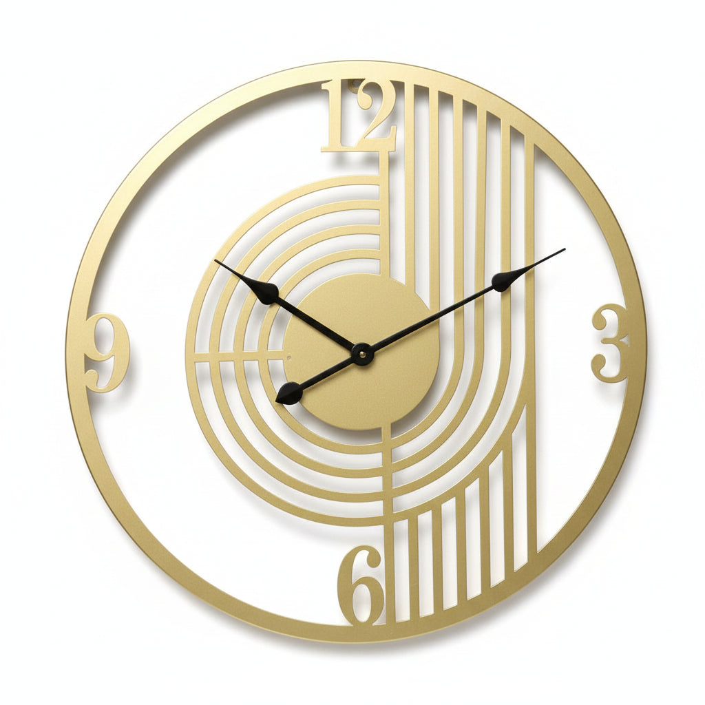 Silent Wall Clock Large Iron 3D Round Analogue with Non-Ticking Movement