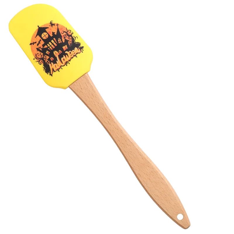 Silicone Baking Spatula Halloween Design | 5-Piece Set with Wooden Handles | Heat Resistant Non-Stick Scraper Tool
