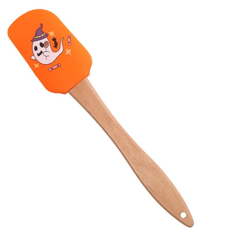 Silicone Baking Spatula Halloween Design | 5-Piece Set with Wooden Handles | Heat Resistant Non-Stick Scraper Tool