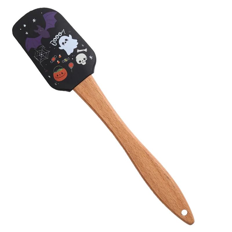 Silicone Baking Spatula Halloween Design | 5-Piece Set with Wooden Handles | Heat Resistant Non-Stick Scraper Tool