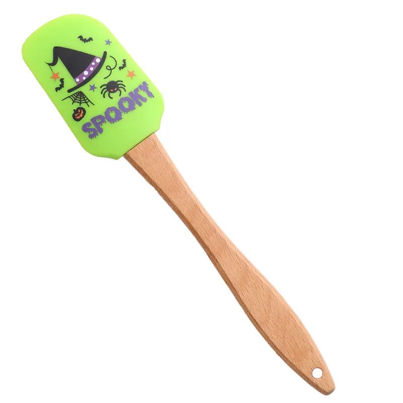Silicone Baking Spatula Halloween Design | 5-Piece Set with Wooden Handles | Heat Resistant Non-Stick Scraper Tool