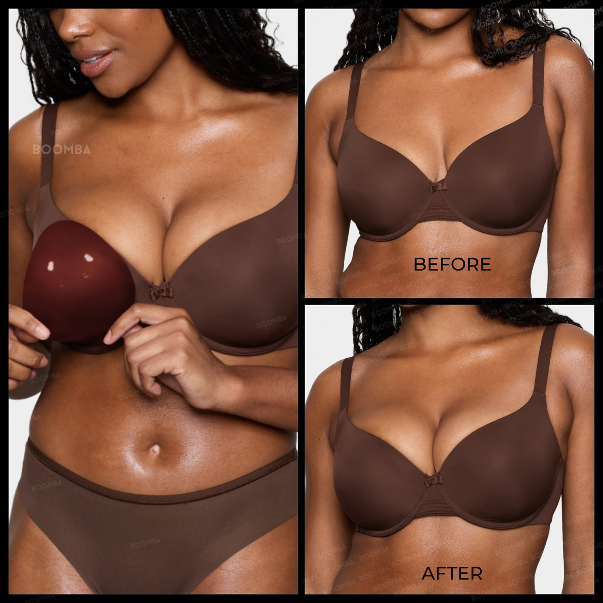 Silicone Breast Enhancer Inserts | Triangular Shape for Low V-Cut Tops | Double-Sided Adhesive, Boosts Up to 2 Cup Sizes