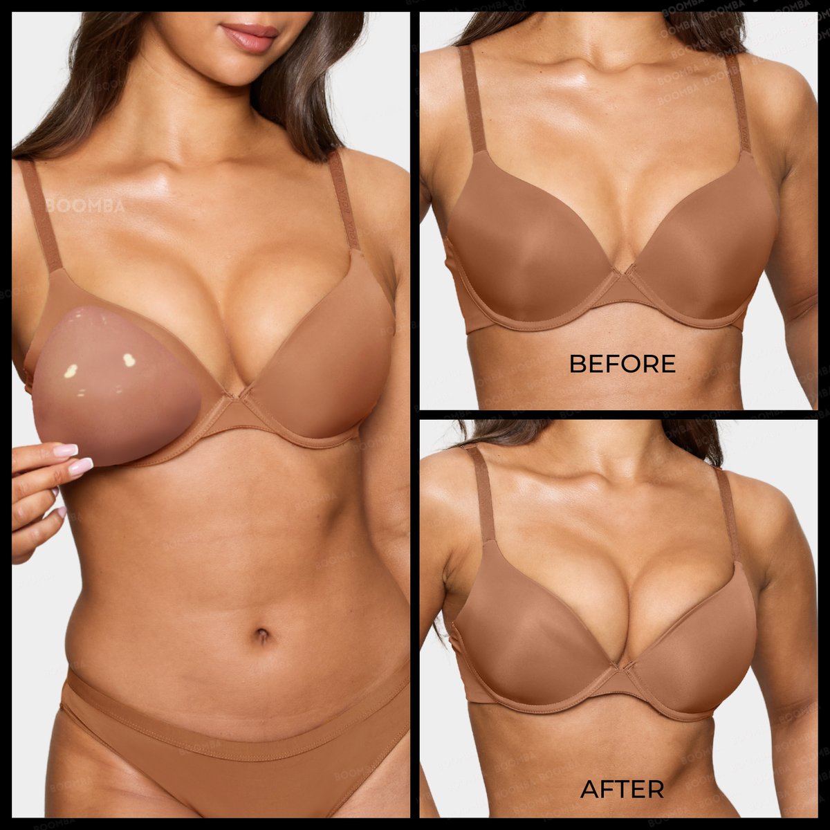 Silicone Breast Enhancer Inserts | Triangular Shape for Low V-Cut Tops | Double-Sided Adhesive, Boosts Up to 2 Cup Sizes
