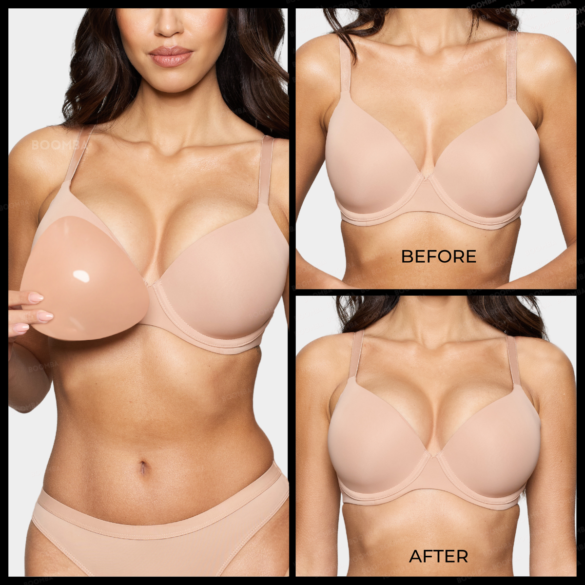 Silicone Breast Enhancer Inserts | Triangular Shape for Low V-Cut Tops | Double-Sided Adhesive, Boosts Up to 2 Cup Sizes