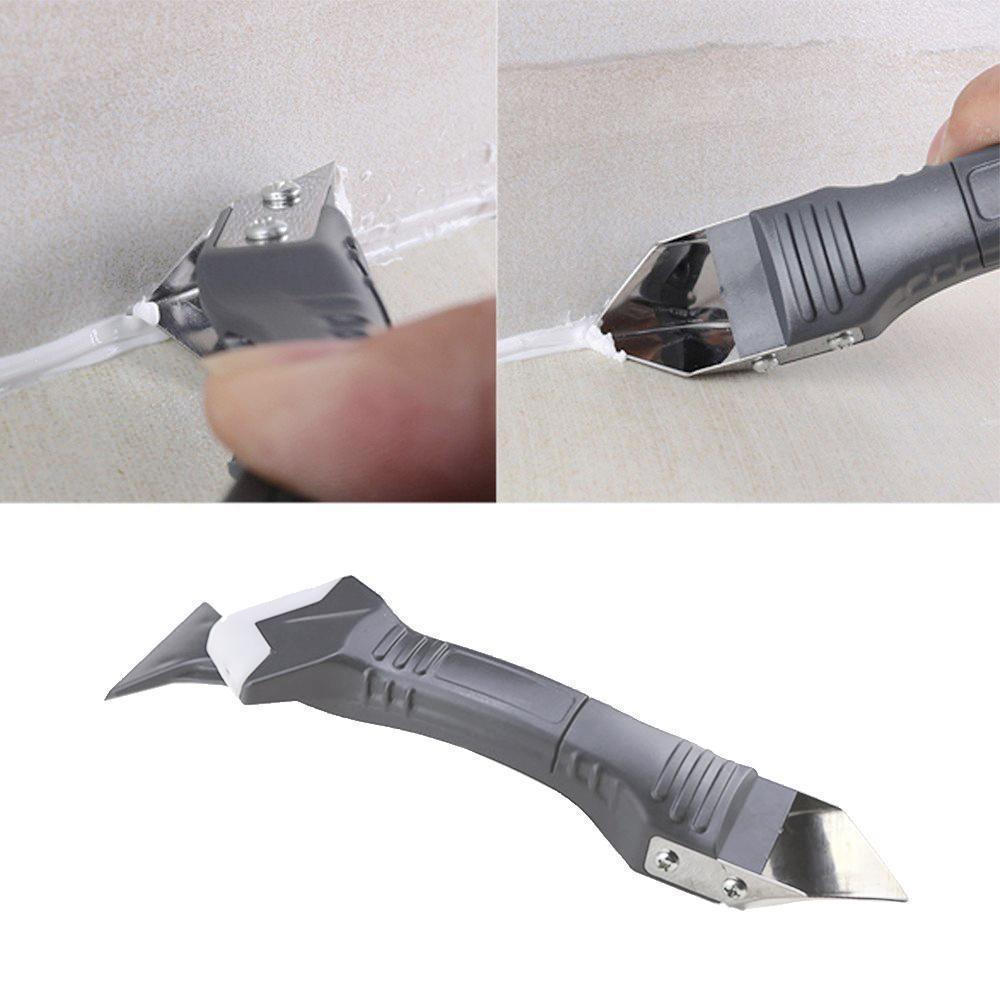 Silicone Caulking Tool Set | Stainless Steel Remover with 5 Exchangeable Pads | Smooth Sealant Finishing & Easy Cleanup