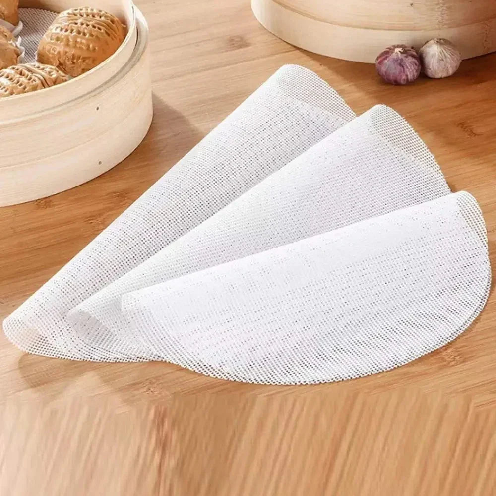 Silicone Steamer Liners Round 8/10/12 Inch | Set of 10, Non-Stick Mesh | Reusable Dehydrator Mats for Steaming & Baking