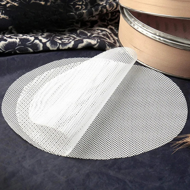 Silicone Steamer Liners Round 8/10/12 Inch | Set of 10, Non-Stick Mesh | Reusable Dehydrator Mats for Steaming & Baking