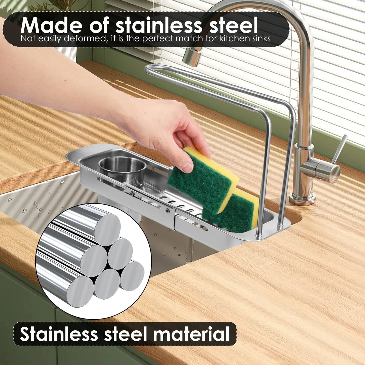 Sink Drain Shelf | Telescopic Tray With Towel Bar And Cup