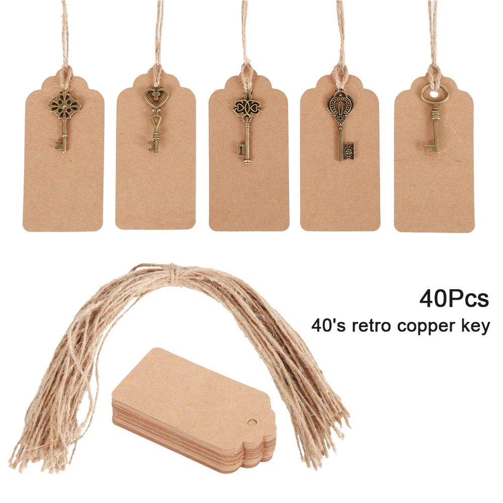 Skeleton Key Bottle Openers Metal Alloy | Set of 40 Pack with Personalised Sticker Cards | Vintage Wedding Favours