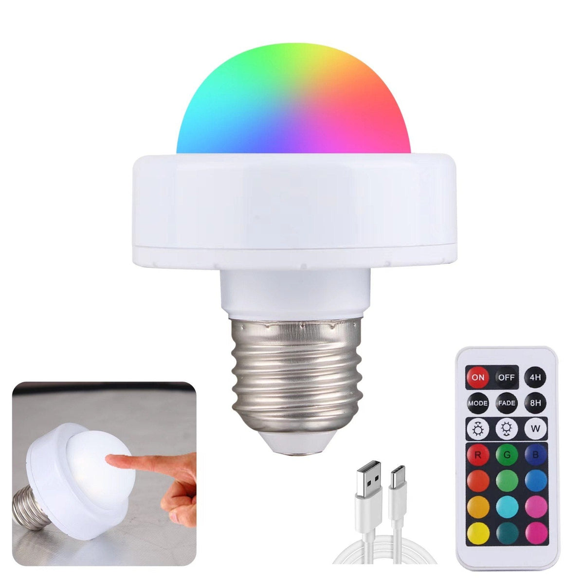 Smart Bulb Rechargeable Dimmable Remote-Controlled with Touch Control